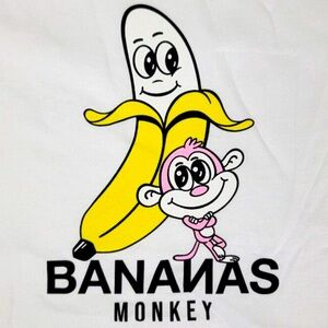 NWT-Bananas Monkey Homies Crewneck Shirt White Size Medium Free DUSTBAG